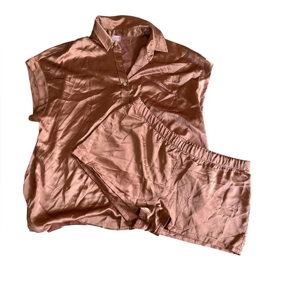 Show Me Your MuMu Copper Satin Pajama Set size XXL Missing tag